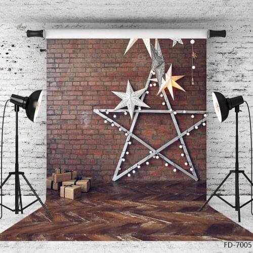 Brick Wall Star Light Gift Photo Background Computer Printed Backdrop for Baby Children Portrait Pet Photocall Photography Props