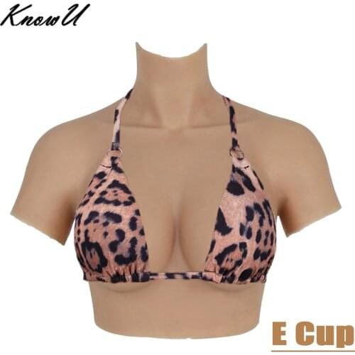 KnowU Cosplay E Cup Female Chest Piece Short Sleeves Transgender Shemale Tranny Fake Boobs Crossdress Breast Forms