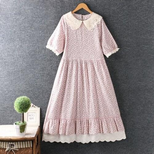 Lamtrip Unique Kawaii Sweet Rustic Flowers Print Faux Layers Retro Lolita Dress Cotton Robe