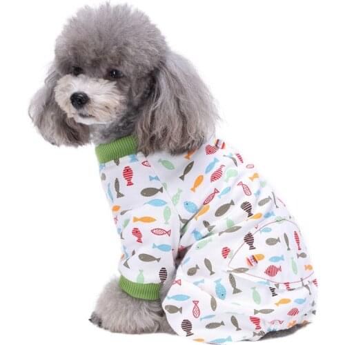 Small Dog Cats Jumpsuits Clothes Pet Overalls Cotton Pajamas Clothes Strawberry Cartoon Pattern Dogs Summer Clothes 2021 New