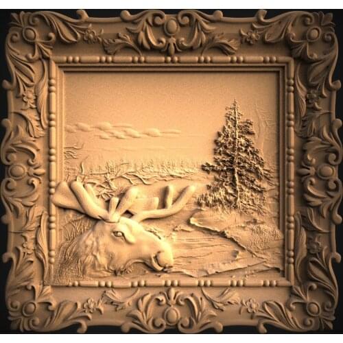 STL Model Elk for CNC Router 3D Printer Artcam Aspire Bas Relief