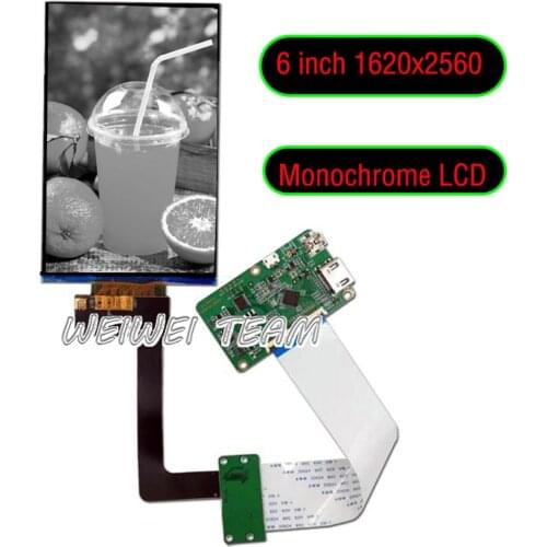 6 inch 2K Tft IPS Monochrome Lcd Screen for 3D Printer MIPI 50PIN Driver Board Mono LCD display Raspberry pi 3 1620X2560