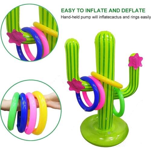 Inflatable Cross Ring Toss Game Swimming Pool Fun Toys Summer Water Beach Party Props Plaything Air Mattress with 4/6/8 Circles