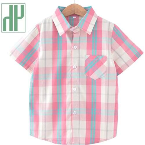 HH 2021 New Summer Girls Shirts Baby Boy Fashion Short Sleeve Cotton Shirt Kids Clothes Boys Casual Tops Childrens Clothing