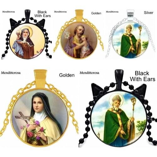 Virgin and The Angels For ValentineS Day Gift Steam Punk Jewelry With Glass Cabochon Long Pendant Choker Necklace