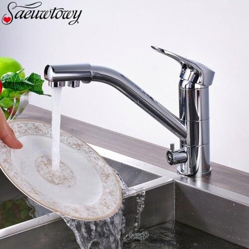 Swivel Chrome Kitchen Faucet Cold & Hot WaterMixer Tap 360 Rotation Water Purification Bathroom Kitchen Crane Pure Water Taps