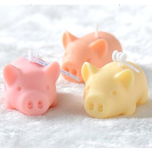 Cute Pig Candle Silicone Mold for DIY Handmade Ornaments Plaster Candle Jewelry Kids Toys Key Chain Fondant Mould Bakeware