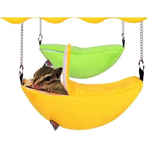 Cute Hamster Banana Nest Winter Warm Hanging Hammock Hanging Nest Moon Boat-Shaped Cabin Small Pet Cotton Nest guinea pig house