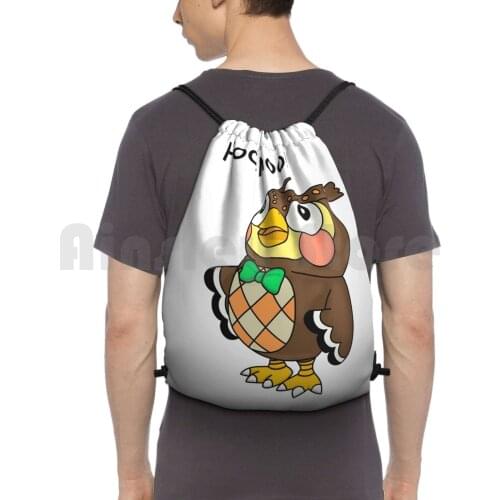 Owl Animal : New Horizons Blathers Backpack Drawstring Bags Gym Bag Waterproof Blathers Blathers The Owl Animal Animal