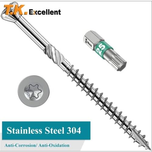 #10x2 ,#10x2-3/8 Torx Slot Knurled Type 17 Stainless Steel Deck Screws T25 Drive