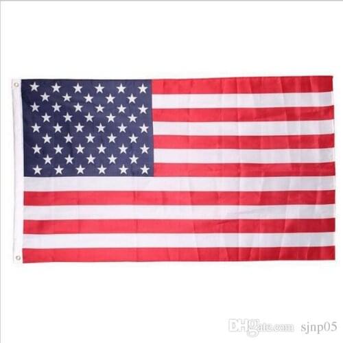High Quality American Flag Embroidered 3'x5' FT Sewn Stripes Stars 90X150cm Embroidery USA Flag Home Decoration Souvenir Wholesa