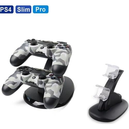 Fit For PS4 Sony Playstation 4 /PS4 Pro/PS4 Silm Double Gamepad Charger 2 LED Dual Micro USB Charger Dock Station Stand Game Acc
