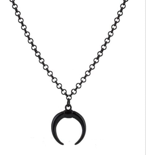 New Punk Black Crescent Pendant Necklace For Women Alloy Moon Choker Necklace Fashion Jewelry Moon Choker Collar Colliers Bijous
