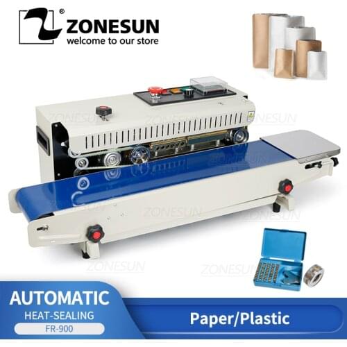 ZONESUN FR-900 Automatic Continuous film sealing machine, plastic bag package machine, Expanded food band sealer