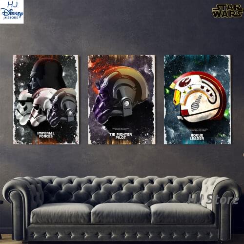 Classic Movie Star Wars Creative Art Head Helmet Disney Poster Canvas Painting for Living Room Home Decoration Cuadros Boy Gifts