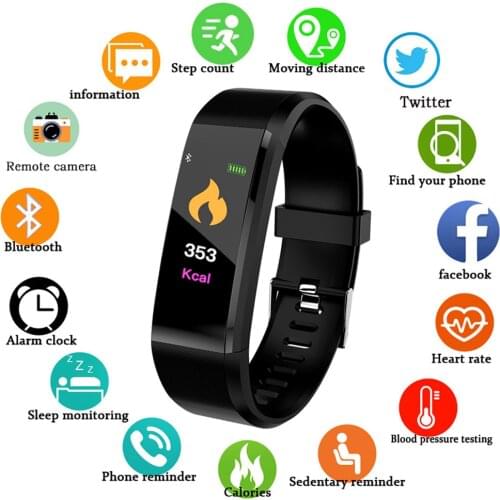 115 Plus Smart Wristband Smart Watch Pedometer Bracelet Waterproof Men Watch Sport Watches Health Smart Wristband Heart Rate new