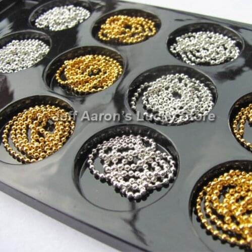 12 Gold and silver 3d acrylic nail art caviar ball beads chain glitter metallic decorations Drop shipping