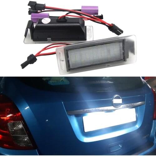 2Pcs Car License Plate Lights Error Free 6000K For Opel Mokka 2012-2018 Insignia Sports Tourer 2013-18