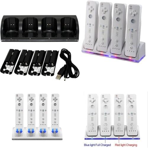 4 Types 4 Charging Dock Station Battery Pack Battery Chargers Battery Charger Dock Remote Controller For Wii Gamepad