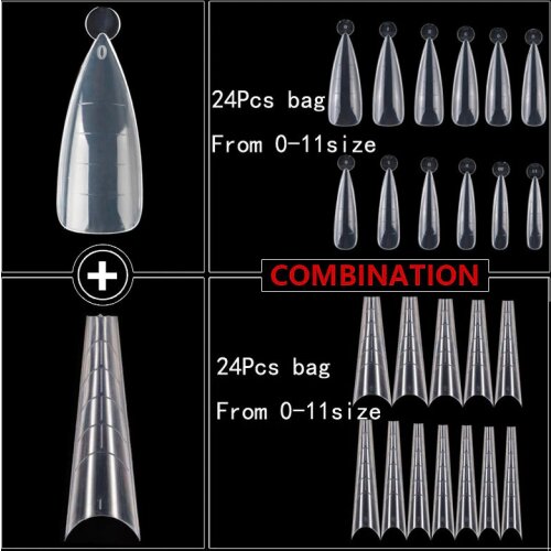 48Pcs Stiletto Tips Mold For Nail UV Gel Quick Building Extension Forms Upper Forms On Nails Forms