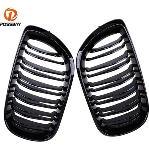 POSSBAY 2pcs Car Front Bumper Center Kidney Grills Racing Grille Car Accessories for BMW 3-Series E46 Sedan 2002-2005 Facelift