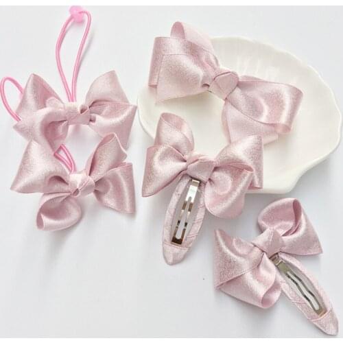 2pcs/lot Pink Hair Bows Ties For Girls Large Big Grosgrain Ribbon Boutique Rainbows Hair Bow Clips For Kids HC020