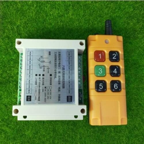 Industrial Sector AC 110V 220V 6CH 10A RF Wireless Remote Control Switch System With 300M-1000M Long Distance Transmitter