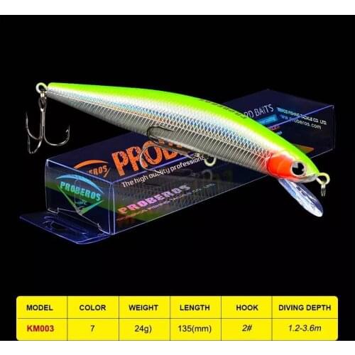 PRO BEROS Brand Fishing Lure Balancer Fishing Bait 5.3"-13.5cm/24g-0.85oz Minnow Bait Exported to Japan Fishing Tackle 2# HooK