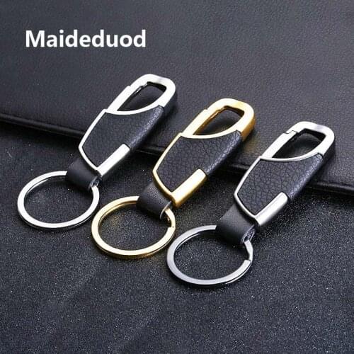 Maideduod Brand Key Wallets Fashion Metallic Key Chain Luxury Genuine Leather Double Ring Holder Men Car Key Gifts