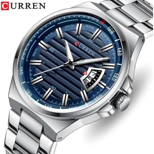 Men Watch Top Luxury Brand CURREN Stainless Steel Analog Quartz Wristwatch Mens Fashion Casual Sport Waterproof Date Watches