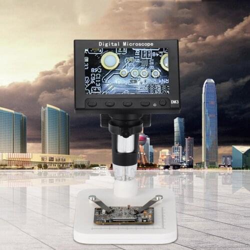 1000x 2.0MP USB Digital Electron Microscope DM4 4.3" LCD Monitor VGA Microscope with 8 LED Brackets for PCB Motherboard Repair
