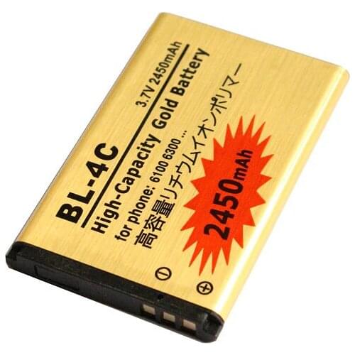 Ciszean 10pcs/lot 2450mAh BL-4C BL 4C BL4C Gold Replacement Battery For Nokia 6100 6300 2228 2650 2652 2690 2692 3108 3500c 6066