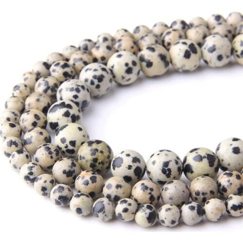 Dot Dalmatian Jaspers Round 6 8 10mm Natural Stone Beads For Jewelry Making DIY Bracelet Necklace Strand 15.5