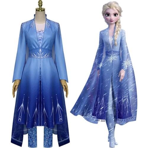 Movie Frozen 2 Anna Elsa Costume Princess Dress Elsa Cosplay Women Adult/Girls Dress Halloween Costume Snow Queen Elza Vestidos