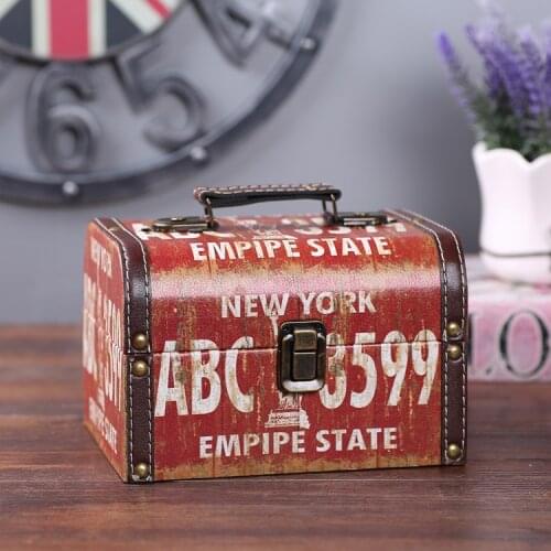 Retro Creative Case Suitcase Finishing Storage Box Wood Jewelry Storage Trunk Wedding Photography Props Box Classical Prop Chest