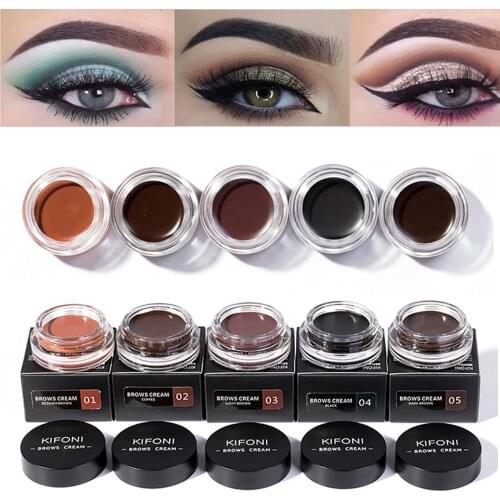KIFONI 5 Colors Eyebrow Cream Waterproof Lasting Makeup Natural Brows Tint Quick Dry Eye Brow Enhancer with Brush TSLM1