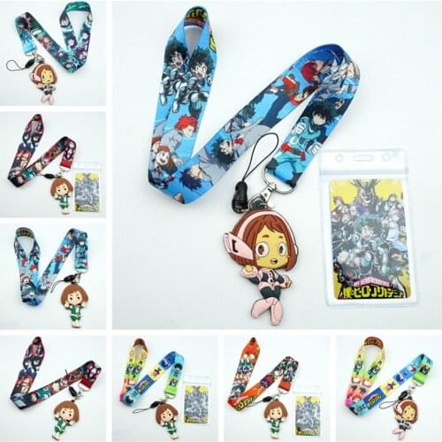Cute OCHACO URARAKA Lanyard Neck Straps Key ring Charms Mobile Phone Anime My Hero Academia Cosplay Keychain Accessories