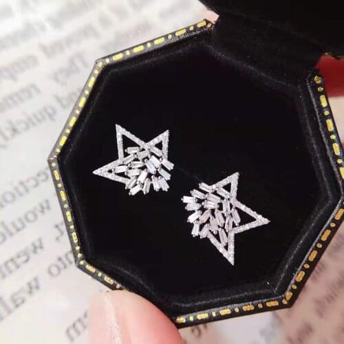 Au750 (18k) fashion start style natural diamond earring jewelry for lady&party&gift&life wear&wedding