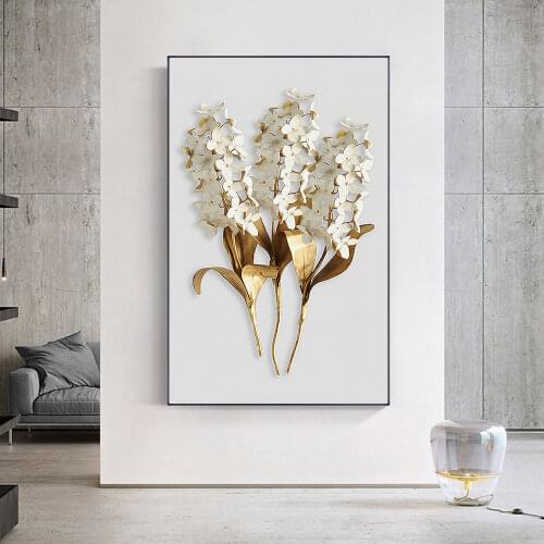 3D White Flower Picture Wall Art Canvas Painting Scandinavian Posters Prints Painting Pictures Livingroom Home Wall Decoration