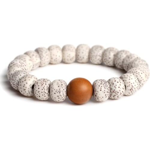 Natural Bodhi Seed with Sandalwood Handmade Beaded Stretch Bracelet Women Buddhist Yoga Meditation Men Chakra Zen Jewelry