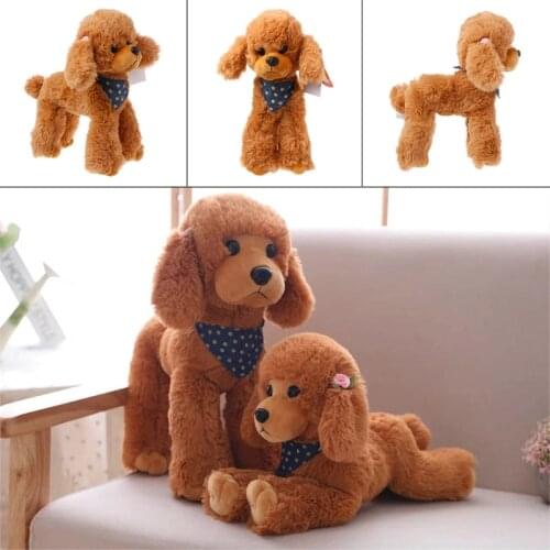 Plush Toys Dogs Poodle High Simulation Children Gifts Doll Stuffed Lovely Scarf