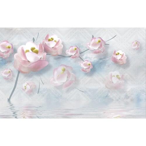 Custom 3D Mural Wallpaper European Style Diamond Jewelry Golden Flower Backdrop Decor Mural Modern Art Wall Painting Living Room