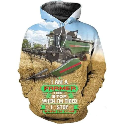 Worker Farmer Tractor Combine Harvester instrument Tracksuit Funny NewFashion Pullover 3DPrint Zip/Hoodies/Sweatshirts/Jacket
