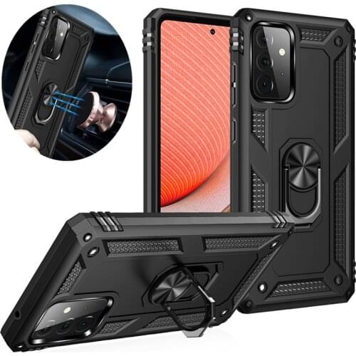 Luxury Armor Shockproof Case For Samsung Galaxy A12 A32 A42 A52 A72 5G A02S Car Magnet Ring Stand Bumper Silicone Back Cover