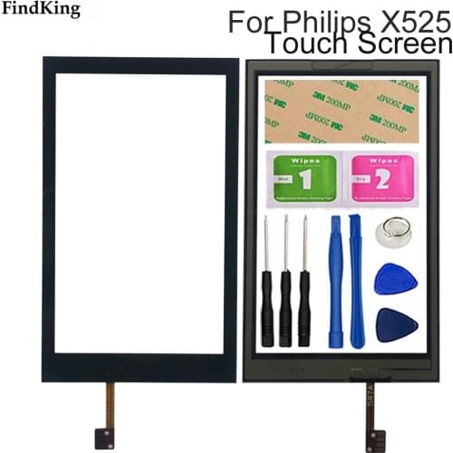 3'' Mobile Touch Screen For Philips X525 Touch Screen Sensor Screen Touchpad Replacement Front Glass Tools 3M Glue Wipes