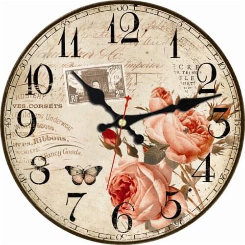 Shabby Chic,Rose Wall Clock,Flower Clock For Home,Silent Watch