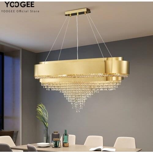 YOOGEE Gold Modern Luxury Fixture Crystal Chandelier Kitchen Island Dining Living Room Home Decor Lighting Chrome Led Lustre