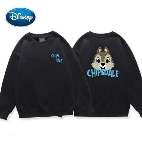 Disney Women Sweatshirt Sweet Chip 'n Dale Letter Cartoon Print Fashion Unisex Long Sleeve O-Neck Jumper Sweatshirt Tops 8 Color