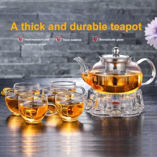 Heat-resistant Stainless Steel Filter Glass Tea Set high Borosilicate Glass Teapot With 304 Stainless Steel Infuser Strainer