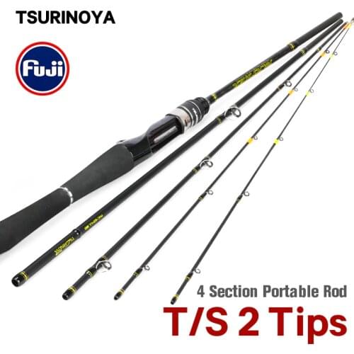 TSURINOYA 4 Section Fishing Rod UL/L 1.88m 1.91m Partner Portable Trout Ajing Spinning Casting 2 Tips Travel Rods Portable Bag